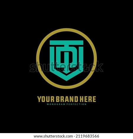 Monogram Logo, Initial letters D, V, T, DVT, DTV or TDV, Interlock, Modern, Sporty, Gold and Green Color on Black Background