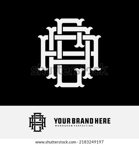 Monogram Logo, Initial letters A, C, AAC, ACA, or CAA, Interlock, Vintage, Classic, White Color on Black Background Imagine de stoc © 