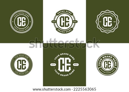 Monogram collection letter CE or EC with badge, modern style good for clothing, apparel, streetwear, baseball, basketball, football and etc