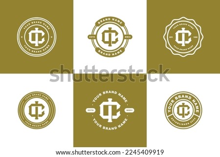 Monogram collection letter CI or IC with interlock style, badge design for brand, clothing, apparel, streetwear, baseball, basketball, football and etc