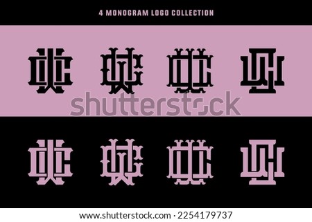 Monogram collection letter CW or WC with interlock style good for brand, clothing, apparel, streetwear, baseball, basketball, football and etc