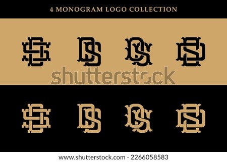 Monogram collection letter DS or SD with interlock, vintage, classic style good for brand, clothing, apparel, streetwear, baseball, basketball, football and etc