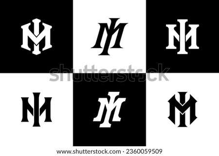 Monogram collection letter IM or MI with interlock style good for brand, clothing, apparel, streetwear, baseball, basketball, football and etc Stok fotoğraf © 