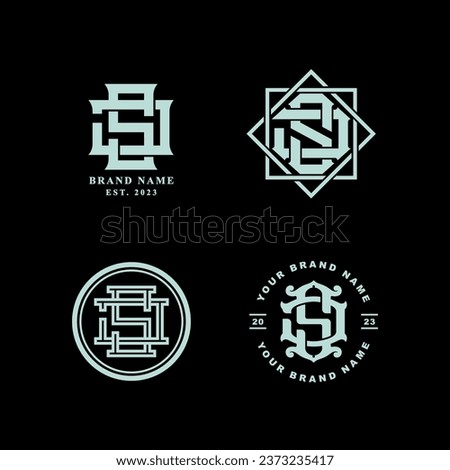 Monogram collection letter JS or SJ with interlock, classic style good for brand, clothing, apparel, streetwear, baseball, basketball, football and etc