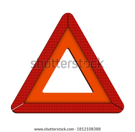 Warning triangle. Emergency stop sign in case of breakdown. Car breakdown on the road. Vector