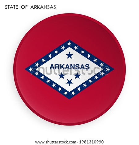 flag of american state of Arkansas icon in modern neomorphism style. Button for mobile application or web. Vector on white background