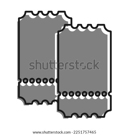 Linear filled with gray color icon. Theater Ticket. Perforated Paper Ticket For Admission To Cinema. Simple black and white vector Isolated On white background