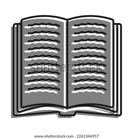 Open Book. Education At School, Knowledge Acquisition In The Library. Linear filled with gray color icon. Simple black and white vector