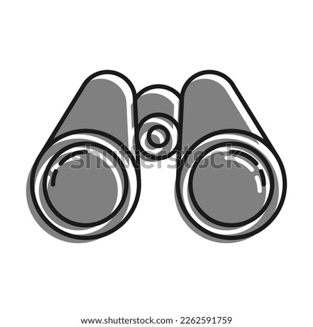 Linear filled with gray color icon, Binoculars Look Ahead. Search For Objects In Area. Simple black and white vector Isolated On white background