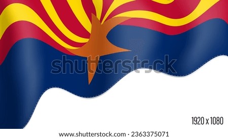 American state of Arizona realistic founding day background. USA state of Arizona banner in motion waving, fluttering in wind. Festive patriotic HD format template for independence day