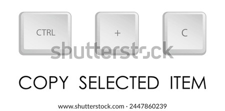 Copy key combination. Keyboard shortcut for quickly executing command in operating system. Isolated vector on white background