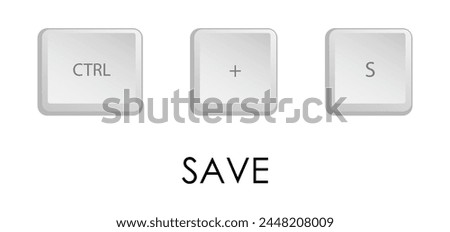 Save key combination. Keyboard shortcut for quickly executing command in operating system. Isolated vector on white background