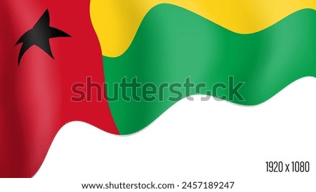 Guinea Bissau country flag realistic independence day background. Guinea Bissau commonwealth banner in motion waving, fluttering in wind. Festive patriotic HD format template for independence day
