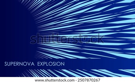 Horizontal supernova explosion abstract background with rays cosmic radiation, cover, site presentation in HD format. UI template layout for web design of internet products. Vector banner