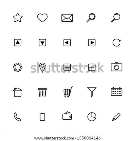 Set of basic outline icons in black