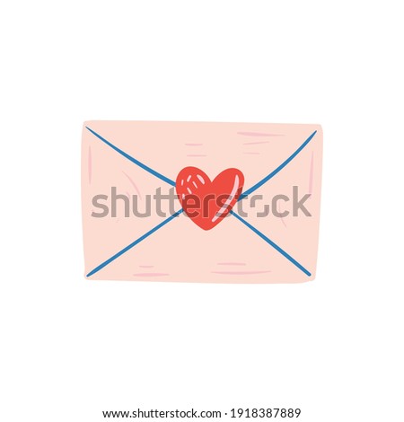 Love letter or billet-doux. Happy valentines day and weeding design elements. Vector illustration.