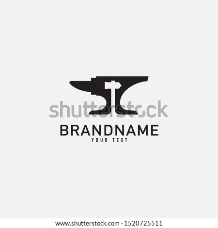 Smith and Hammer Logo Design. Forge Logo. Isolated in White Background. Modern Design. Vector Illustration