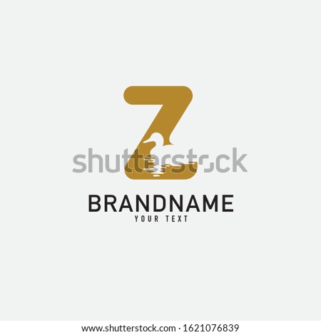 Duck With Letter Z. Vector logo. Icon illustration.