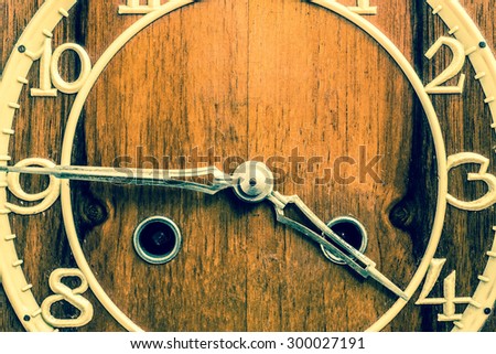 Dial of old clock, vintage wallpaper or background. Time concept.