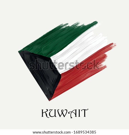 The flag of Kuwait,  vector illustration on white background, abstract.