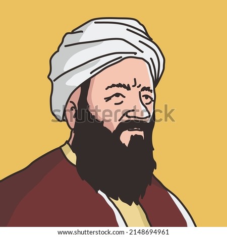 muslim illustration of Abbas Ibn Firnas was an inventor, engineer, aviator, physician, Arabic poet and Andalusia musician