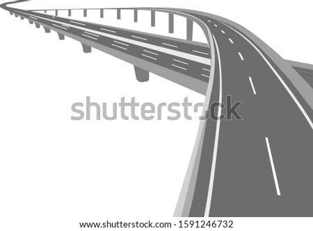 Motorway crossed overpass on a white background.