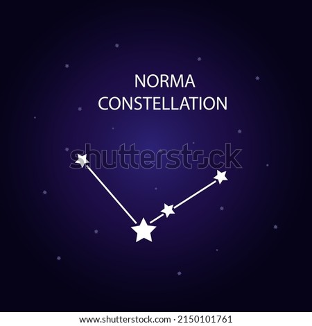 The constellation of Norma with bright stars. A constellation on a blue background of the cosmic sky. Vector illustration.