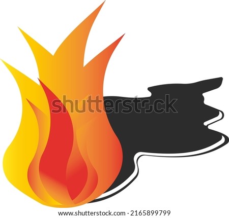 Spill and gorenje of oil products. Burning of fossil fuels. Vector image isolated on a white background.