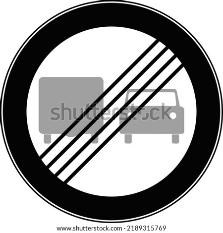 A road forbidding sign. The road sign is the end of the zone prohibiting overtaking by trucks. Vector image.