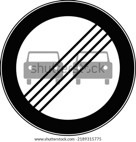A road forbidding sign. The road sign is the end of the overtaking prohibition zone. Vector image.