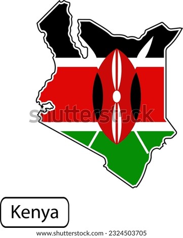 Kenya map with flag inside. Vector illustration isolated on white background.