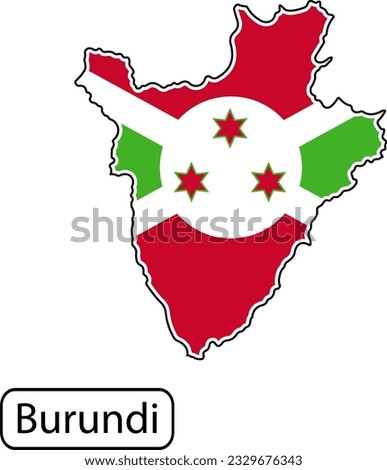 Burundi map with flag inside. Vector illustration isolated on white background.