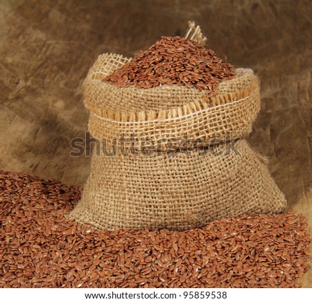 Flax seed in jute bag