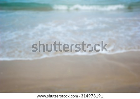 Abstract blurred of sea and beach backgrounds : blur of sea on  summer vacation relaxing : blur of wave on the beach : blur backgrounds concept.summer concept.vacation time concept.