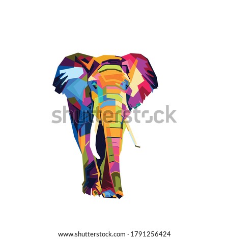 
An elephant with a colorful design style. logos, icons and backgrounds. vector