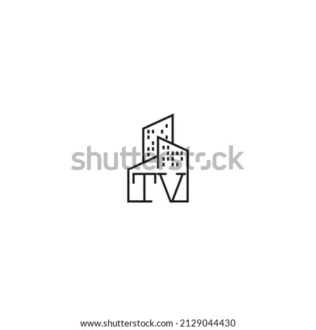 TV line concept logo in high quality professional design that will be best for companies related to real estate