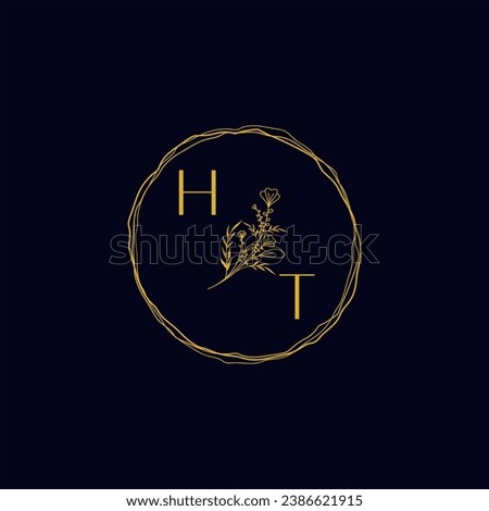 HT elegant wedding initial logo in high quality professional design that will print well across any print media