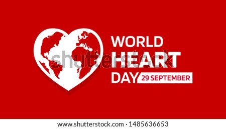 World heart day with red heart and world sign vector design - Vector.