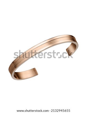 Beautiful gold bracelet on a hand, popular gold bracelet isolated on a white background for women and men. Fashion woman Foto stock © 
