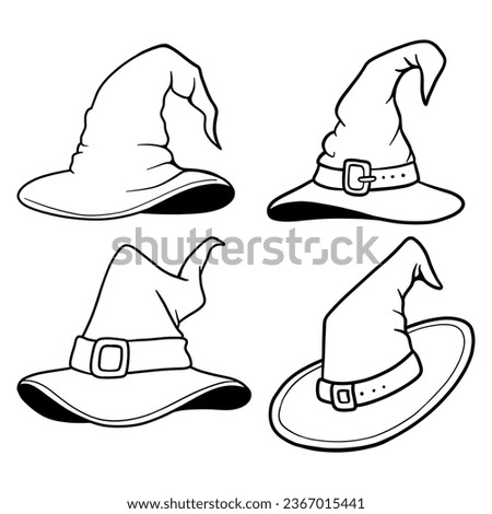 witch hat line art vector illustration 