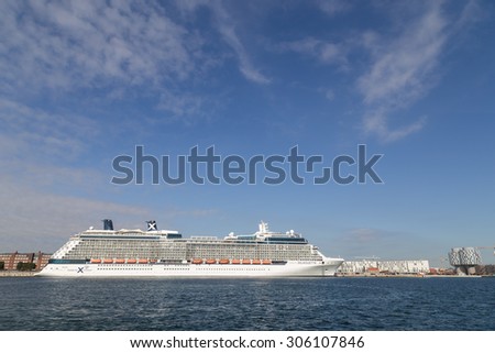 Copenhagen, Denmark - August 6, 2015: Photograph of the cruise ship Celebrity Silhouette anchored in Copenhagen harbour.