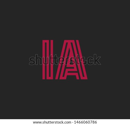 Initial two letter red line shape logo on dark background vector IA Foto stock © 