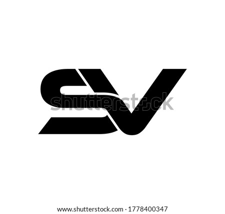 Modern Initial logo 2 letters black simple SV Stok fotoğraf © 