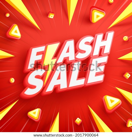 Vector of Flash Sale Shopping day Poster or banner with 3D text on red background.Flash Sales banner template design for social media and website.Special Offer Flash Sale campaign or promotion.