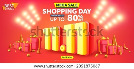Vector of 11.11 Shopping day Poster or banner with gift box and spotlight background.11 november sales banner template design for social media and website. Сток-фото © 