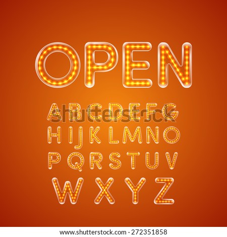 Vector Images Illustrations And Cliparts Led Glowing Font Illuminated Capital Letter A B C D E F G H I J K L M N O P Q R S T U
