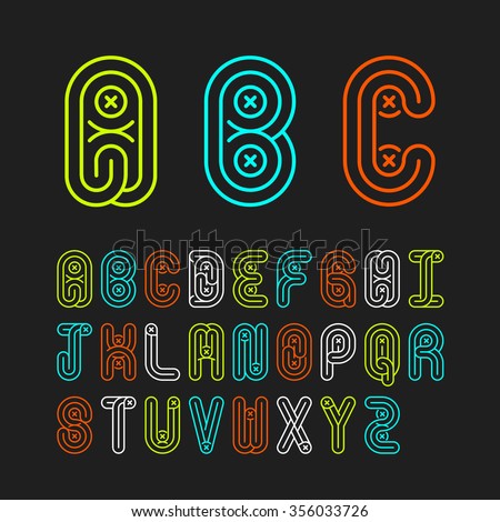 Vector Images Illustrations And Cliparts Mono Lines Style Alphabetic Fonts Capital Letter A B C D E F G H I J K L M N O P Q R S T U V W X Y Z Vector Illustration Hqvectors Com