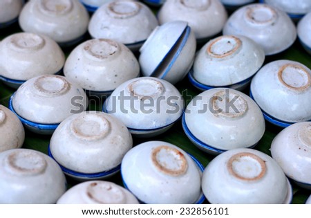 Thai dessert ,Coconut milk custard in small porcelain cup
