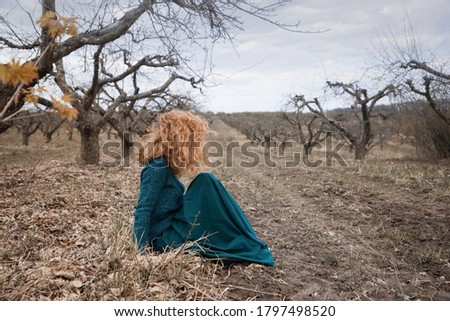 Similar – Image, Stock Photo woman among the branches of a golden tree in autumn