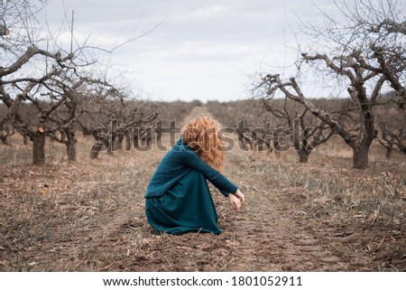 Similar – Image, Stock Photo woman among the branches of a golden tree in autumn